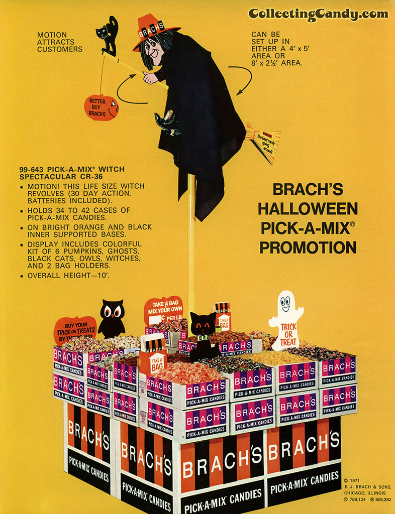 Brach's Candy Corn and You Pick The Finest Halloween 2 Page 1948 Color  Print Ad
