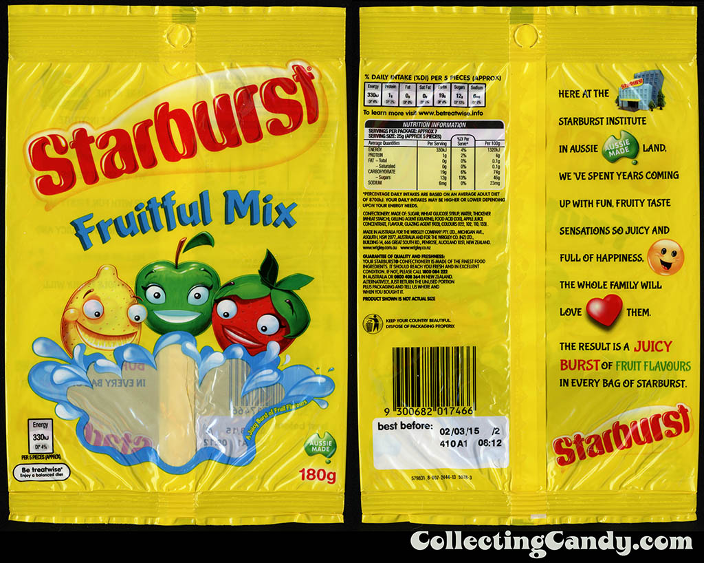 Australia-New Zealand - Wrigley - Starburst Fruitful Mix - 180g candy package - 2014