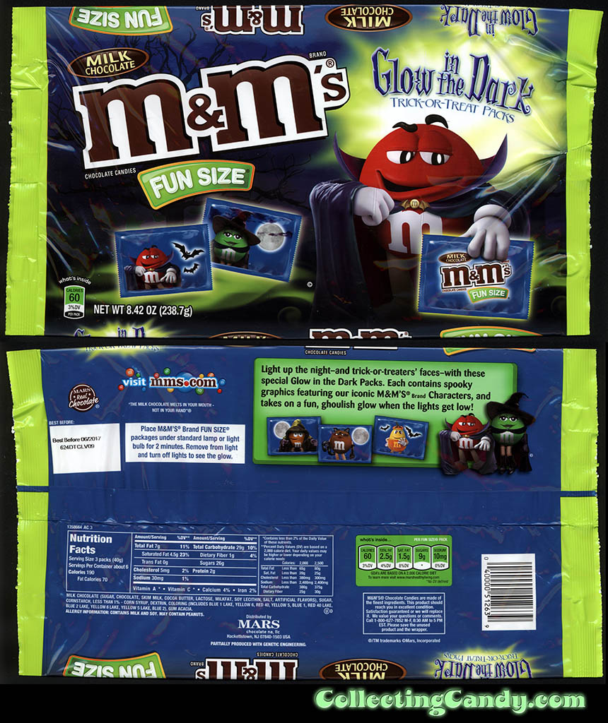M&M's Halloween Glow In The Dark Peanut Chocolate Candy Fun Size